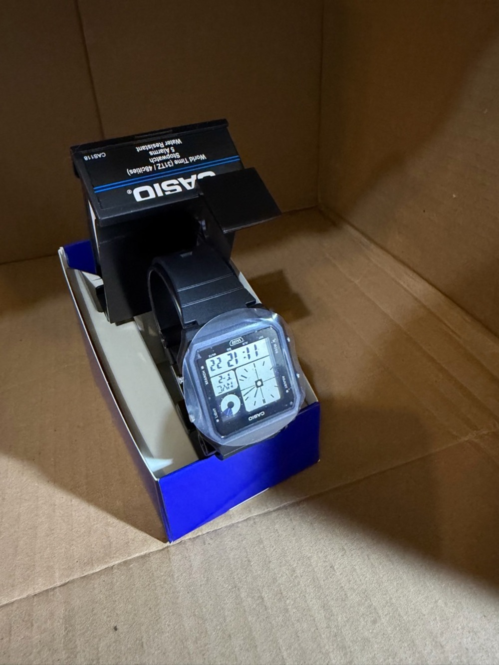 Casio Black Digital Watch with Cream Dial Accents